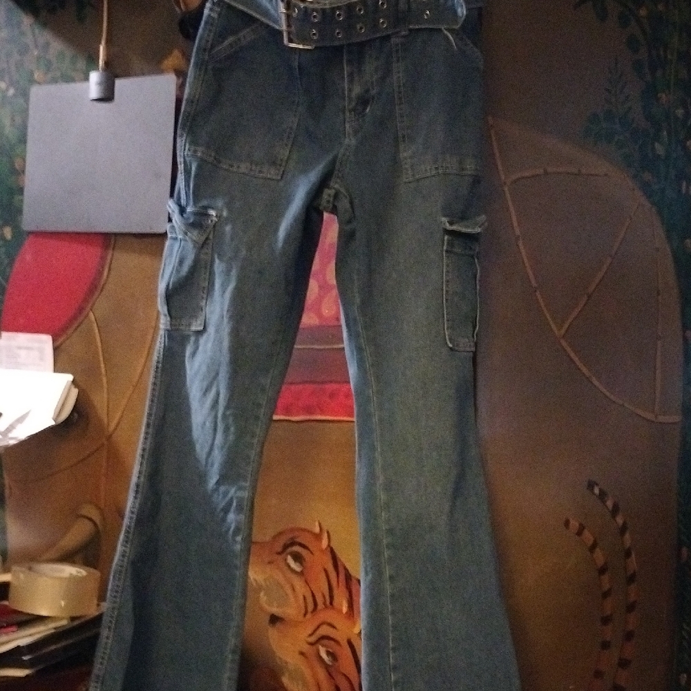 Blue Denim Cargo Jeans